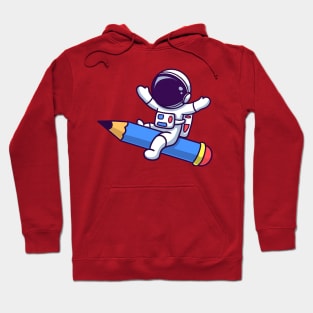 Astronaut Flying With Pencil Rocket Hoodie